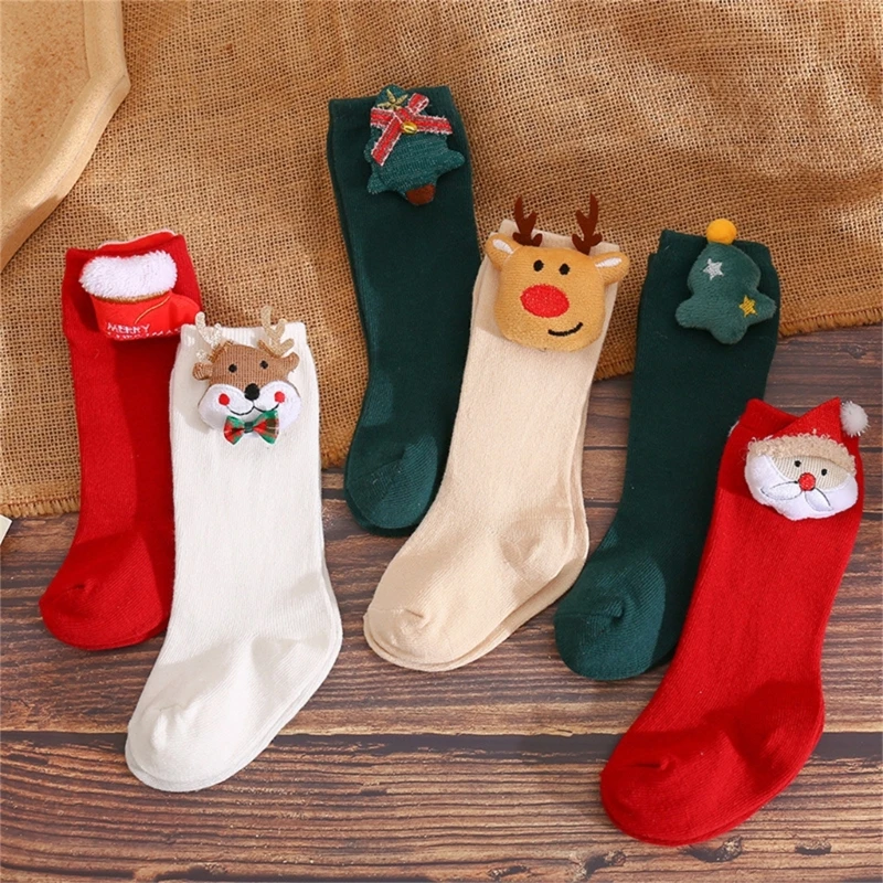 Soft Cotton Baby Socks Baby Girl Boy Christmas Cartoon Animal Long Sock Newborn Leg Warmers Socks Baby Christmas Socks Accessory