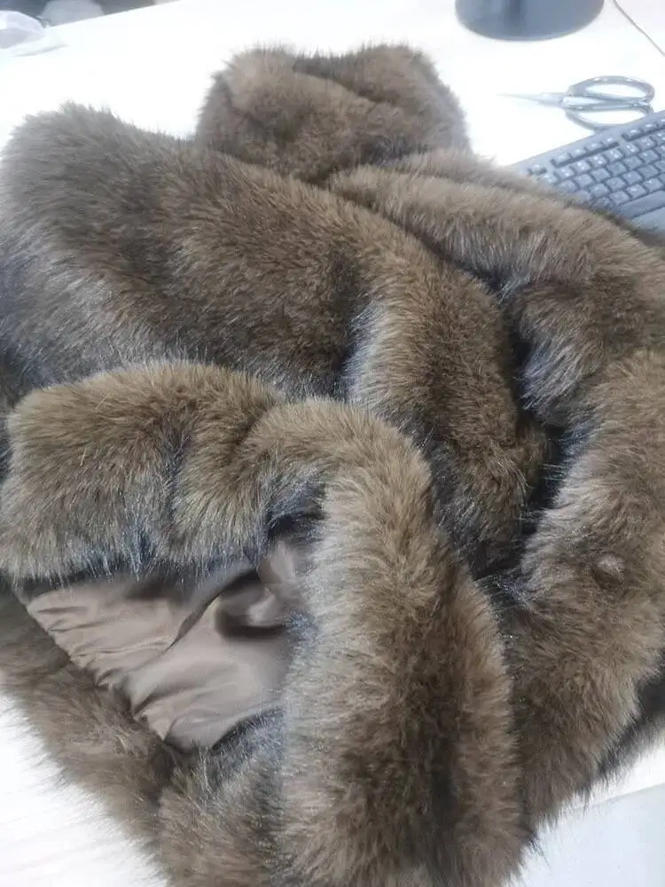 BJTZ المرأة 2025 جديد الشتاء مقنعين معطف الفرو البيئي الفاخرة المنك المخملية البلوز ملابس خارجية دافئة غير رسمية #5