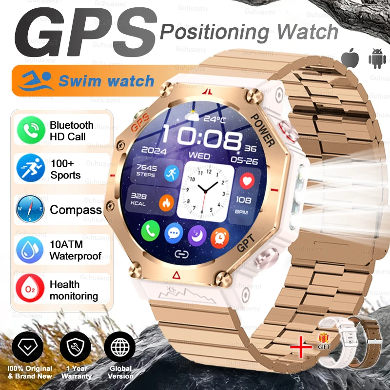 T-Rex 3 Ultra Militaire GPS Smart Watch 10 ATM Waterdicht Kompas Hoogtemeter Barometrische AMOLED Heren HD Oproep Sport Smartwatch