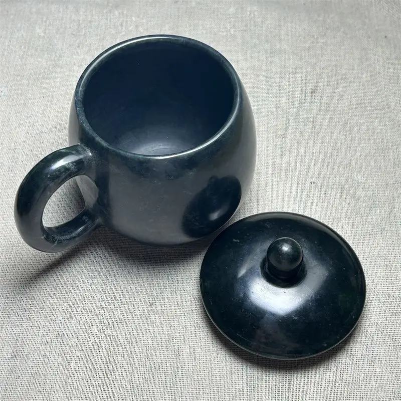 

Natural Stone Tea Cup Jade Mug With Handle And Lid Juice Milk Coffee Water Mugs Tibetan Medicine King Stone Teacups Jade Cups