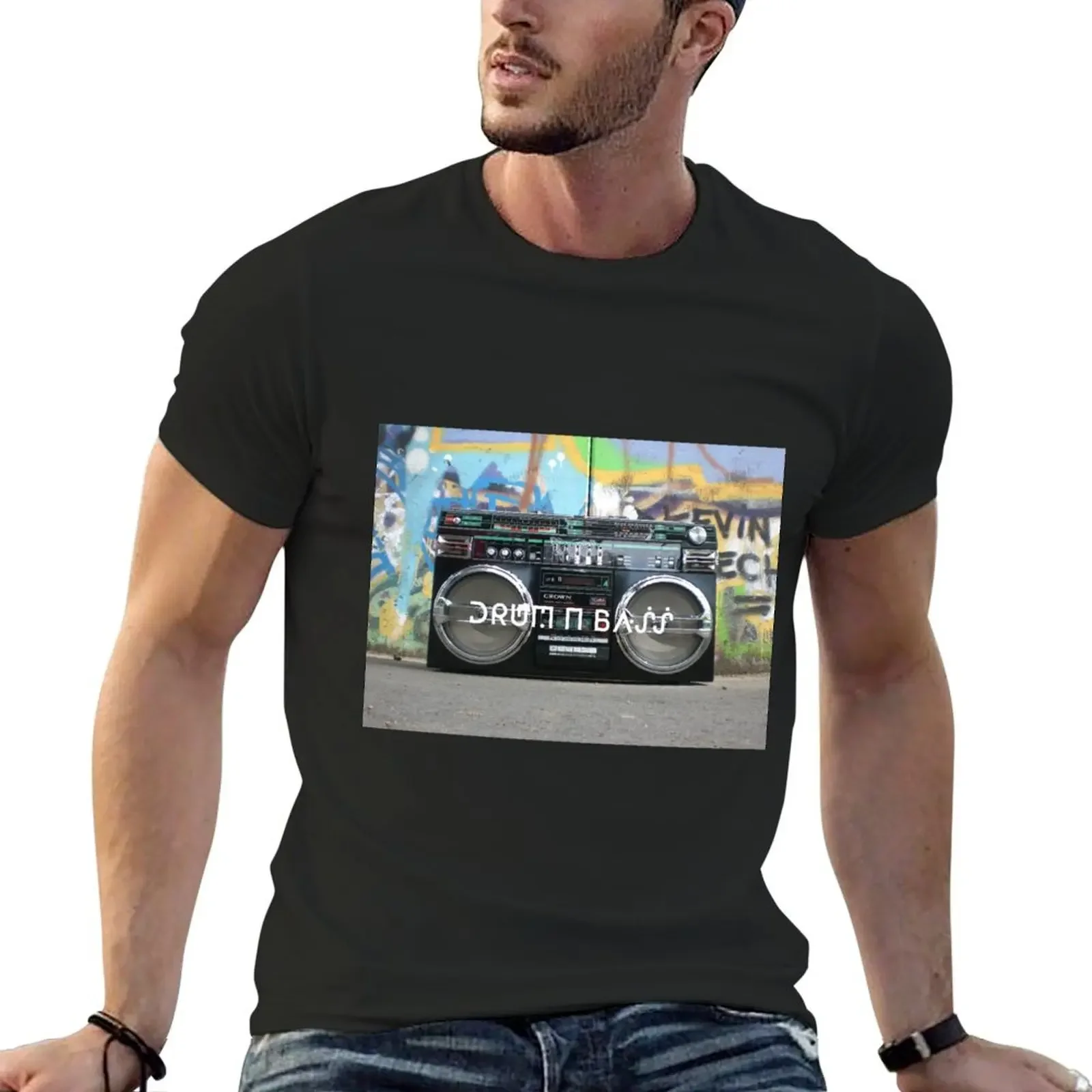 Drum N Bass Association Boombox T-Shirt customs design your own kawaii clothes t shirt for men