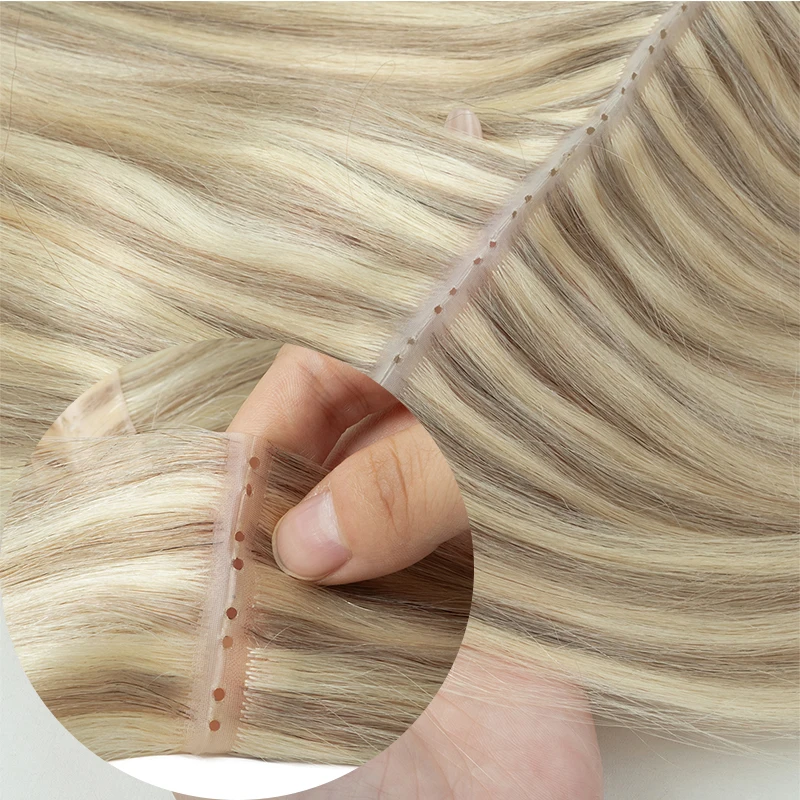 

Invisible Hole Flat Pu Tape Human Hair Twin Tabs 25cm Long Tape PU Weft Real Human Hair No Glue Microlink Application 40-50g
