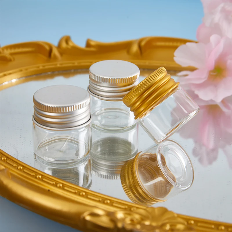 透明バイアルボトル 5 個 10 ミリリットル小さなガラス瓶ボトルスクリューキャップ保存瓶ミニ容器