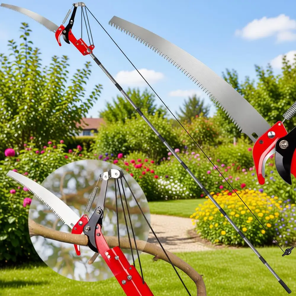 

Long-Handle Steel Blade Pruning Saw for Tree Trimming, Shrubs, and High Branches