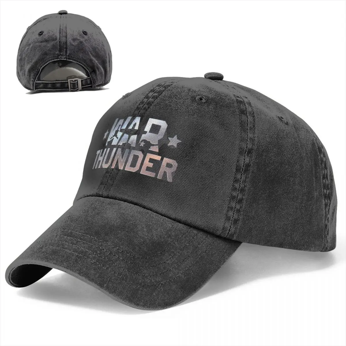 War Thunder Game Baseball Cap Outfit Vintage Distressed Denim Washed Sun Cap Unisex Style Summer Unstructured Soft Hats Cap