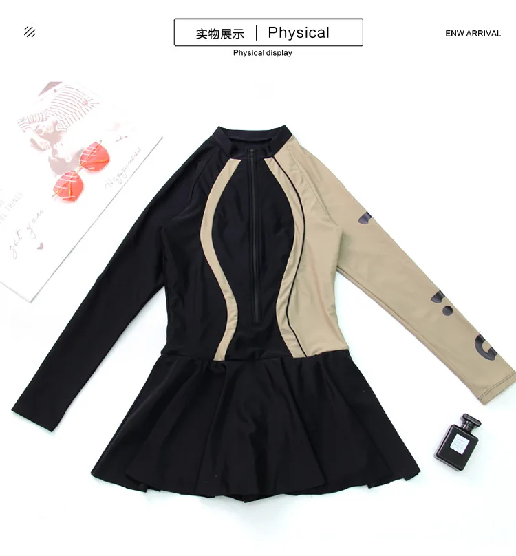 Long-sleeved Women's One-piece Dress Slimming Professional Sports Sun Protection Swimsuit New Style