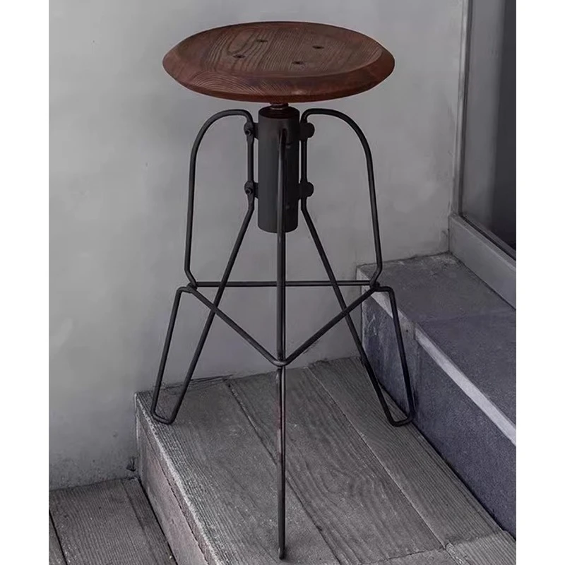 

Nordic Bar Bench Chair Light Luxury Solid Wood Modern Simple High Bar Home Creative Leisure Bar
