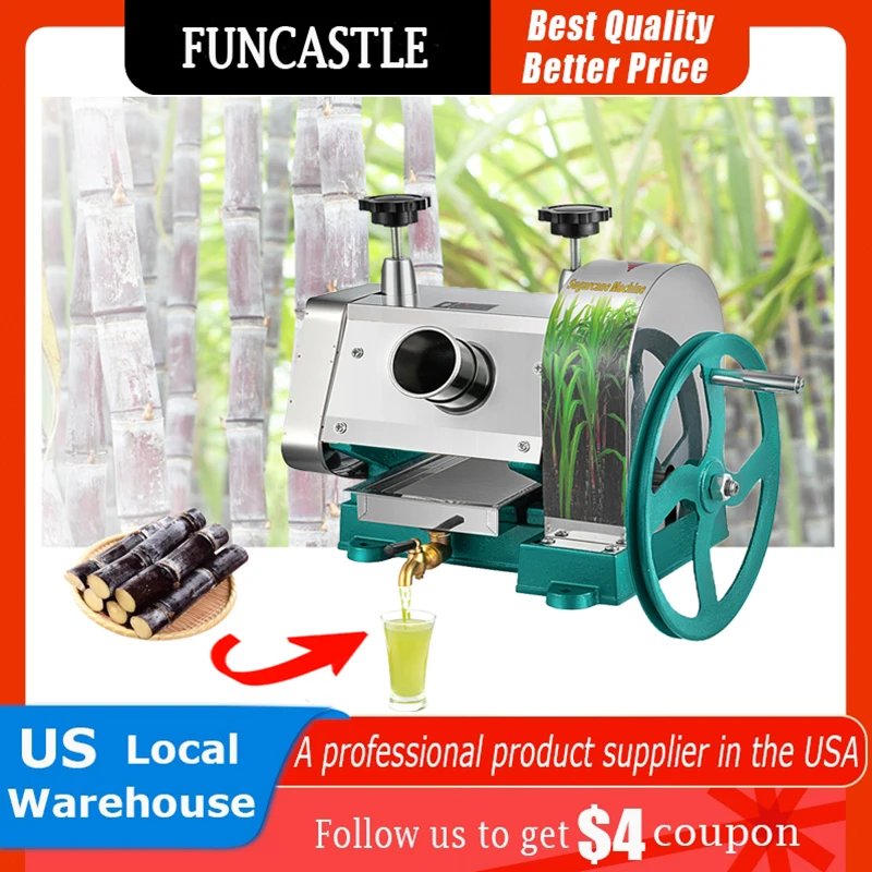 Manual Sugar Cane Juicer Machine Stainless Steel Sugar Cane Juice Press 110LBS Output per Hour 2