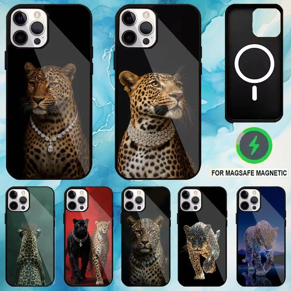 

Noble Leopard Phone Case For iPhone17,16,15,14,13,12,11 Plus,Pro Max Magnetic For Magsafe Wireless Charging