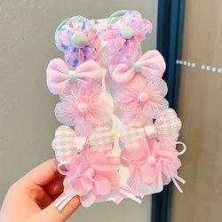 10 Pcs/Set Fantasy Themed Flower and Bow Hair Clips with Mesh and Iron, Embellished with Spikes for Girls Ages 3-6 Years