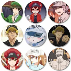 32/44/58mm Anime Cells At Work Badge Creative Tinplate Plastic Button Pins Brooches for Backpack Clothes Decoration Gifts