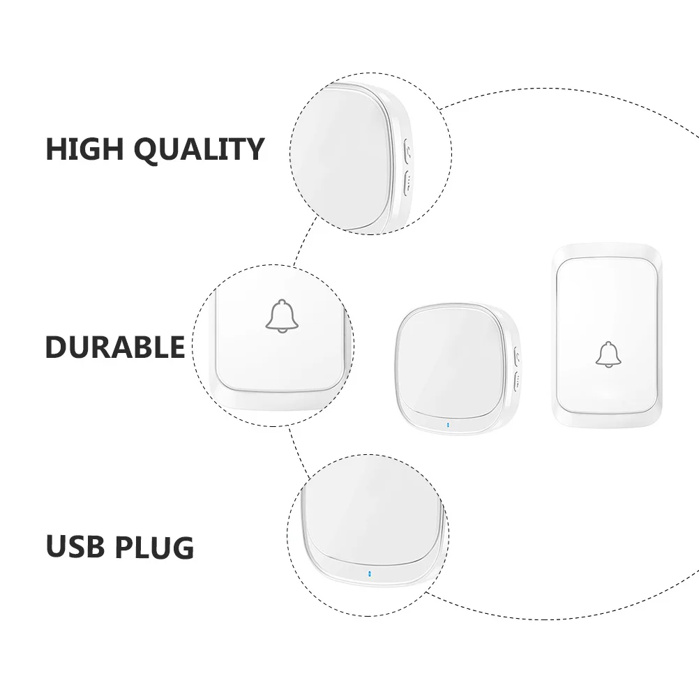 1 مجموعة 1 مجموعة جرس الباب الذكي اللاسلكي Usb استقبال داخلي 60 نغمة 5 مستوى الصوت 150 متر المدى التوصيل اللعب جرس باب المنزل الرنين #2