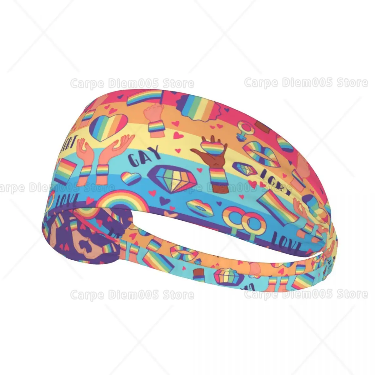 

Rainbow LGBT Sports Elastic Headband Moisture Wicking for Men Women Running Cycling Yoga Fitness Workout