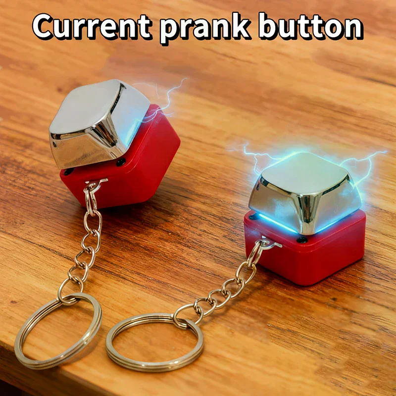 Electric Shock Electric Keyboard Keychain Street Trick Novelty Item Fidget Keychain Shocking Handshake Trick Clicker Toy 1PC