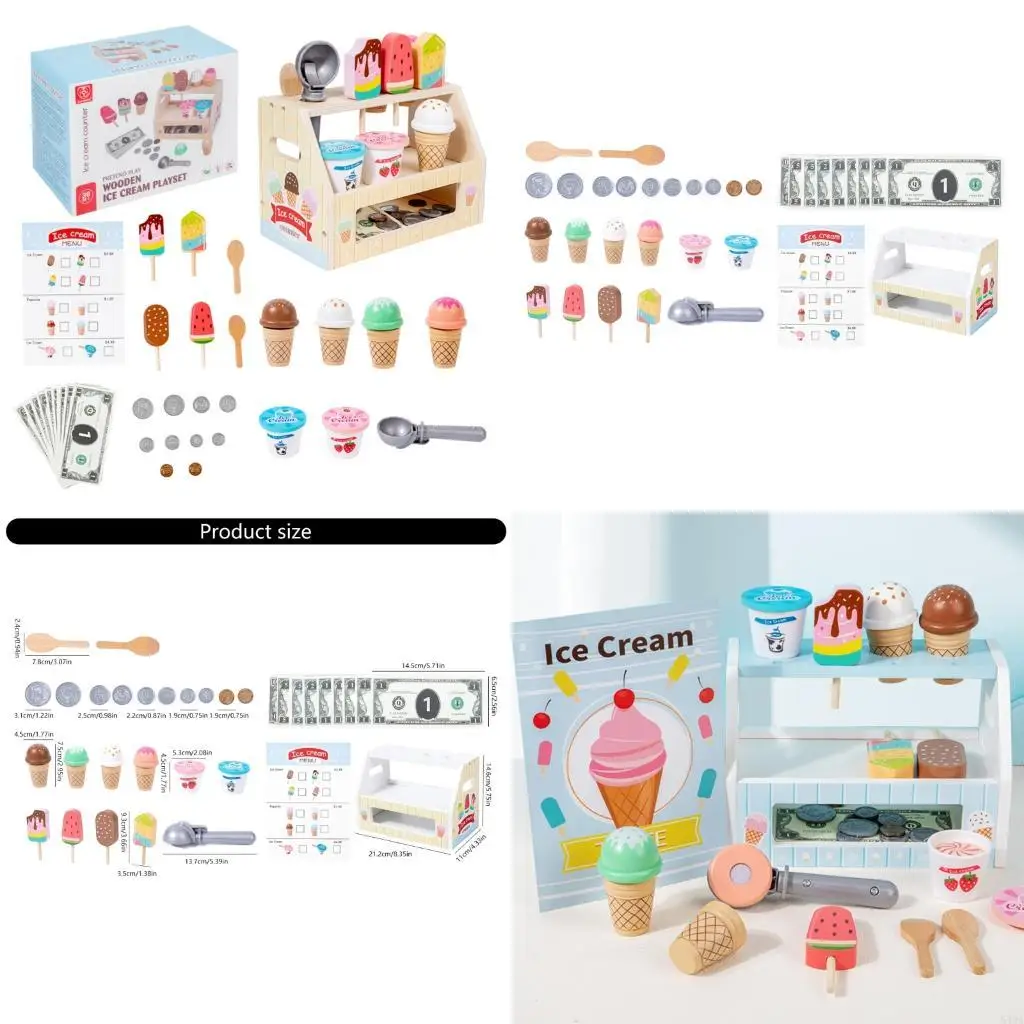 54da Study Wooden Pretend Store Toy for Children Play Play Motor Skill Development