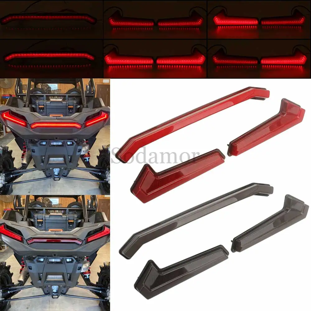 

For Polaris 2022 Sportsman XP 1000 Ride Command Limited Edition Red Set Replacement 12V LED Rear Tail Light ABS Red Smoke Part