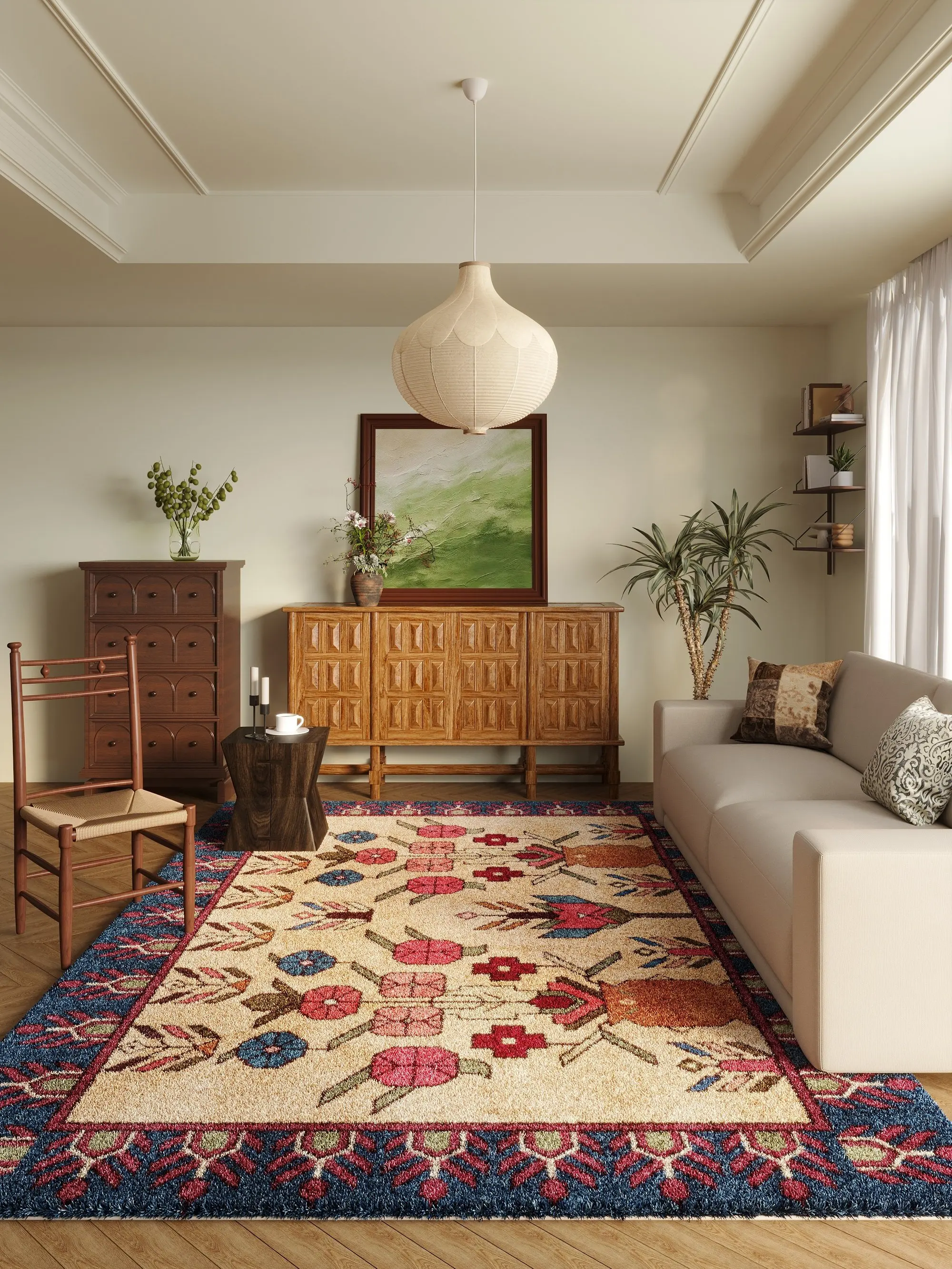 2025 new living room carpet medieval retro Persian light luxury high-end sofa coffee table blanket dirt-resistant waterproof bed