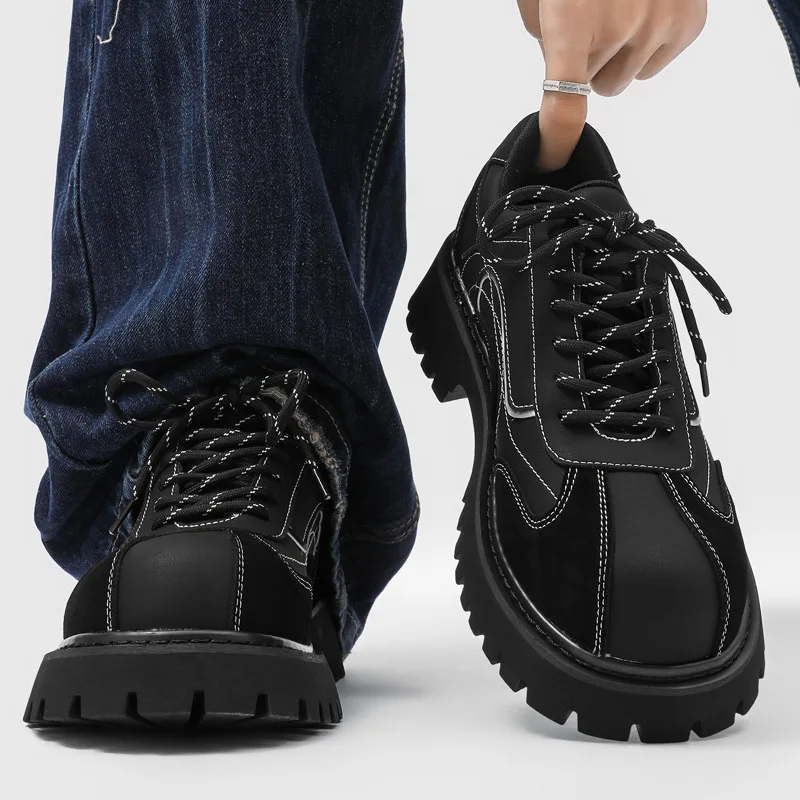 Versatile Men's Spring Autumn Casual Comfortable Low Top Men's Shoes Thick Sole Elegant Simple Retro Big Toe Derby Shoes 38-46