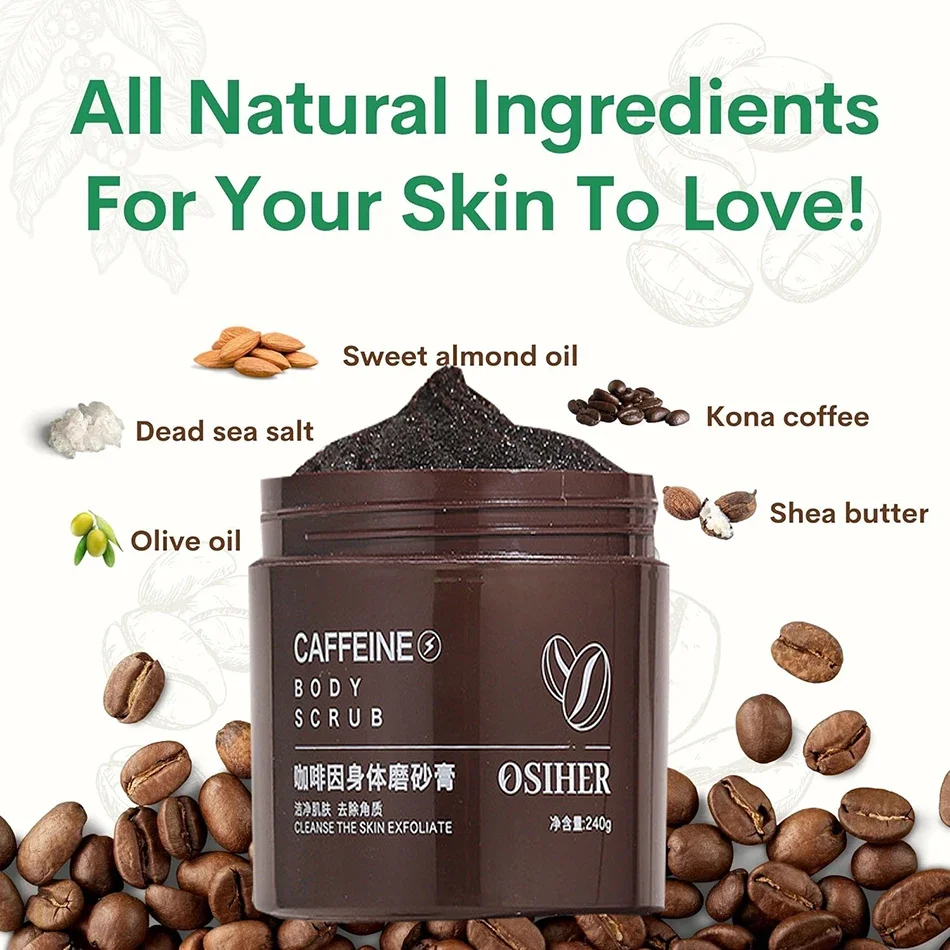 Body Arabica Coffee Scrub Brightening Smooth Exfoliating For Anti Cellulite Moisturizing Body, Face, Hand, Foot Scrub 240g