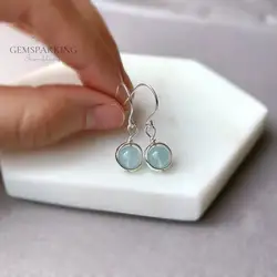 Genuine Aquamarine Earrings, 925 Silver Earrings, Blue Dangle Earrings, Blue Gem Earrings, Gemstone Drop Earrings, Minimalist
