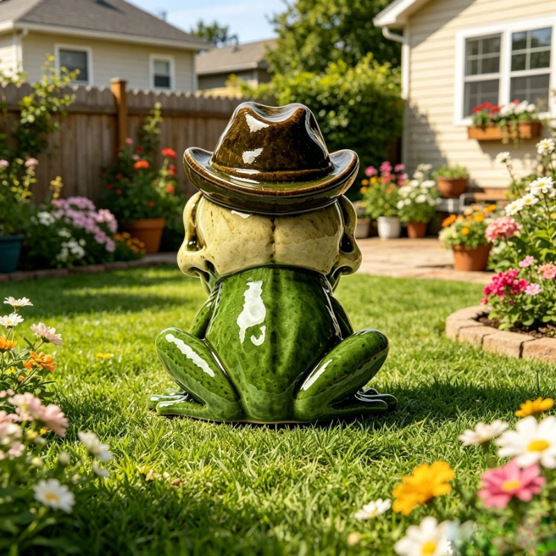 Halloween Skull Frog Statue Resin Garden Decor, Frog Sculpture Ornament for Outdoor Balcony Courtyard, Spooky Yard Decor