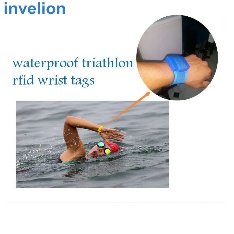 Waterproof ISO 18000 6c RFID Wristband 860-960mhz 1-6m long range reusable PVC Wristband for marathon triathlon