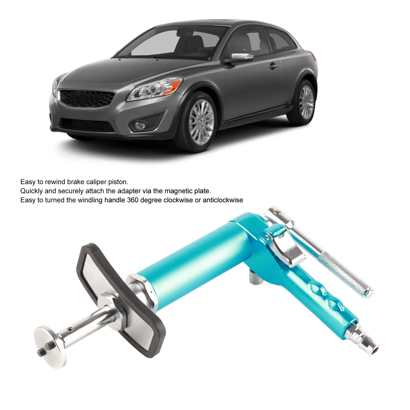 Air Powered Brake Caliper Piston Compression Rewind Tool Carbon Steel 114Psi Auto Repair Tool Brake Caliper Piston Rewind Tool