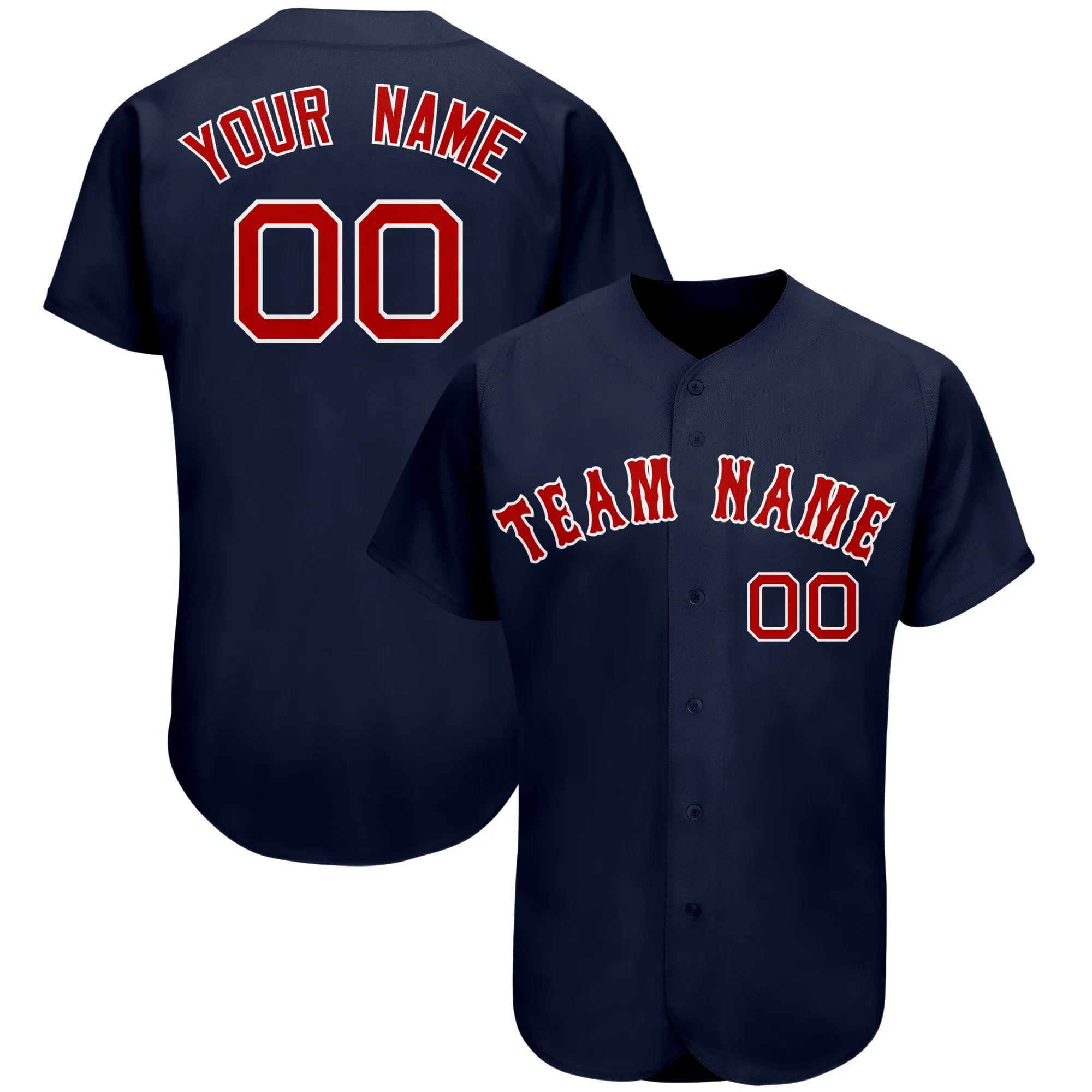 Top Quality Customized Baseball Jersey Sew Name/Number Breathable Soft V-neck Button-down for Boy/Girl/Kids Big size Any Colour