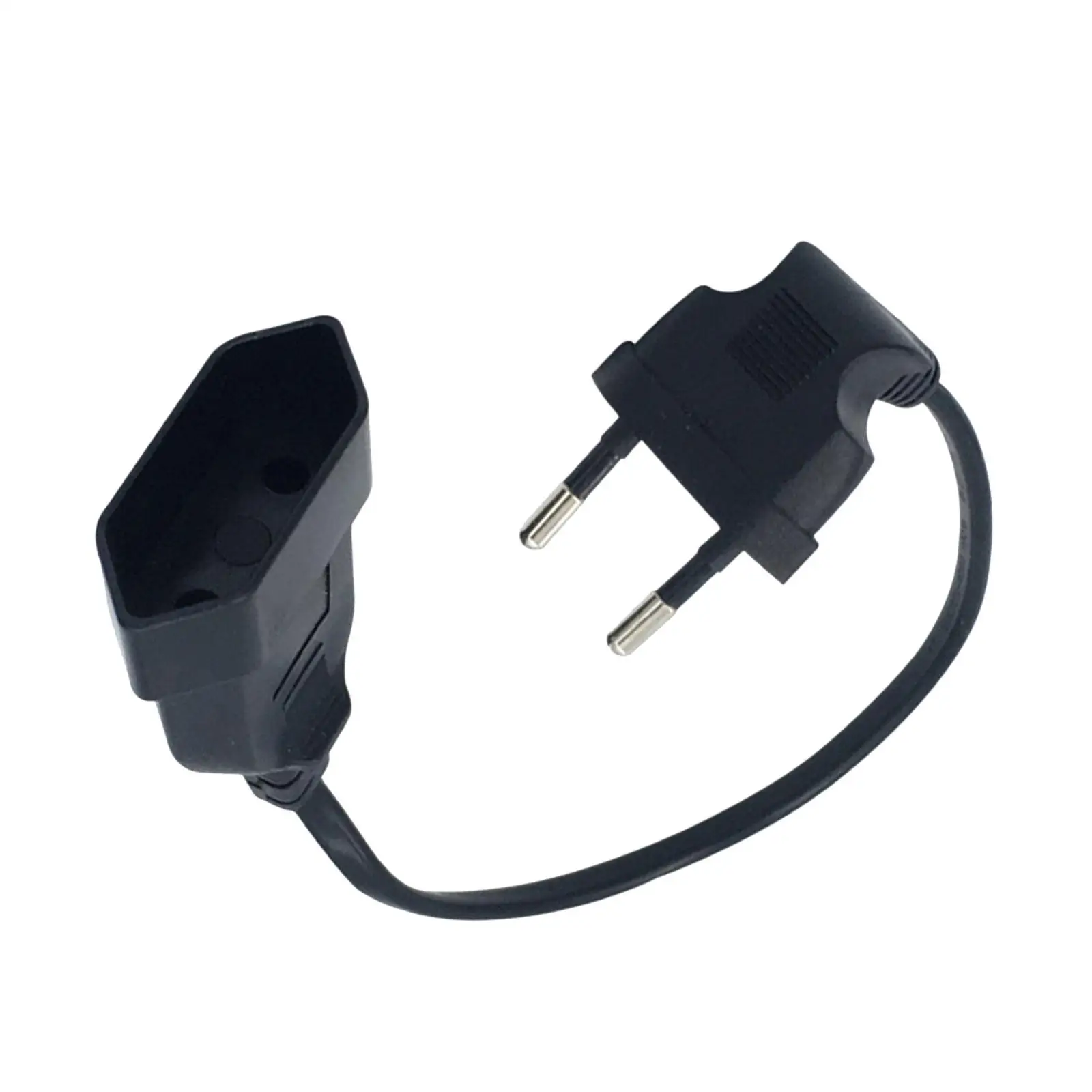 AC Power Cord Plug Adapter EU 90 Degree Angled Male to Female 30cm 2 Prong Travel Cable Black