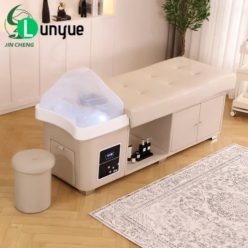 Multifunctional Hair Spa Shampoo Bed with Locker Korean Style Hair Treatment Bed for Beauty Furniture Comfortable