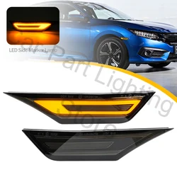 2Pcs For 10th Gen Honda Civic MK10 2016-2021 LED Amber Smoke Side Marker Indicator Repeater Light Turn Signal Lamp Blinkers