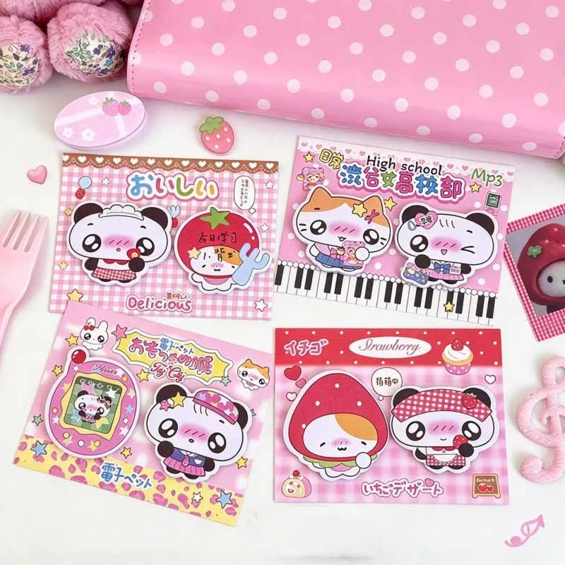 40pcs/lot Kawaii Cat Panda Memo Pad Sticky Notes Cute N Times Stationery Label Notepad Bookmark Post School Supplies
