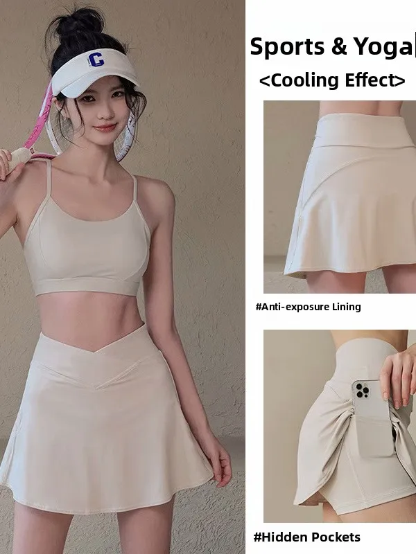 

New Women's Spor Skirt Fitn Badminton Summer Anti-Light Yoga Casual High Waist A-Line Skirt Loose Fit