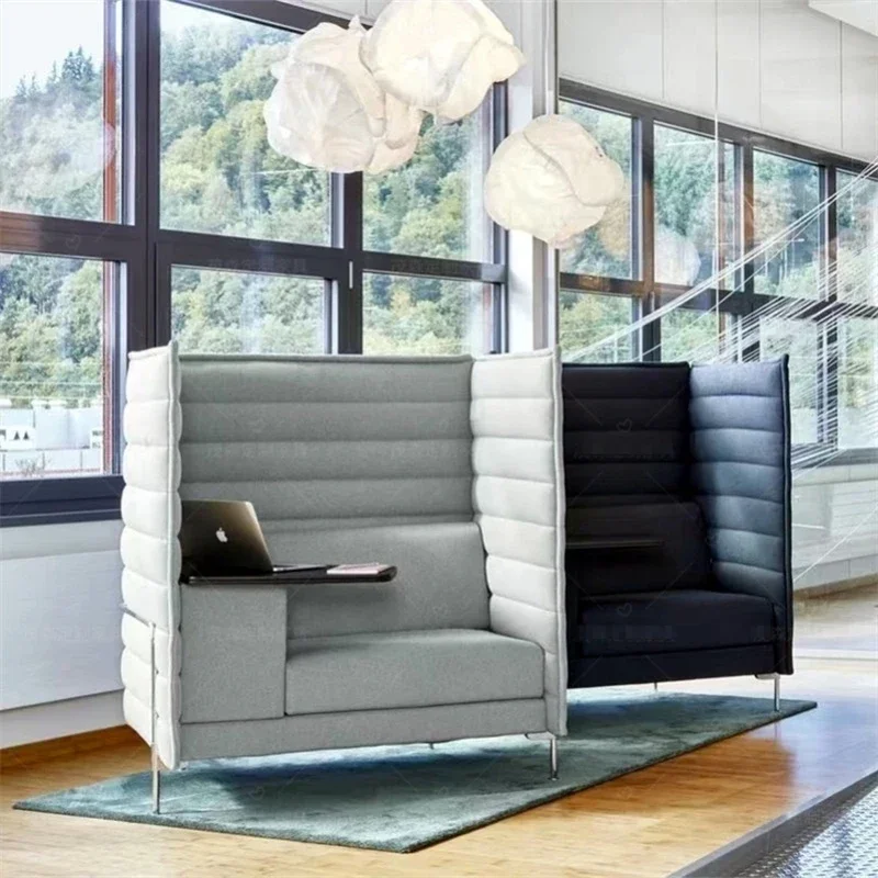 

Офисный горизонтальный тканевый диван с высокой спинкой, зона отдыха в общении, сиденье для частной карты, одноместное сиденье с небольшим настольным диваном