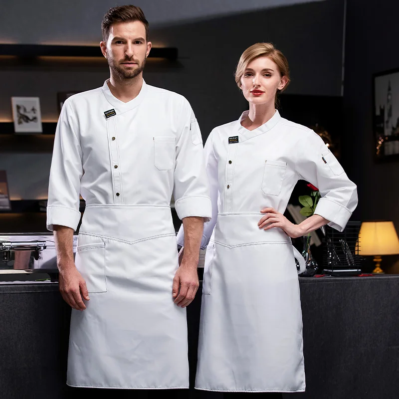 Küchen uniformen Koch Kleidung Mann Langarm Food Service Restaurant Arbeits uniform Bäcker lüften Arbeits kleidung Frauen weiß