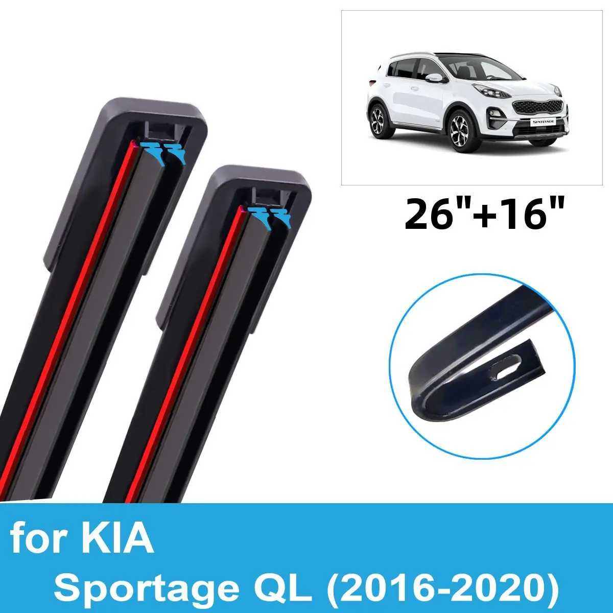 

2PCS Car Wiper Blades for 2016-2020 KIA Sportage QL Front Windscreen Windshield Double Rubber Accessories 2017 2018 2019 2020