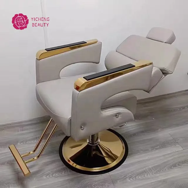 Reclinable Barber Chair for Sale Cheap Hair Salon Pink Beauty Salon Furniture Modern Black and Gold Salon Furniture