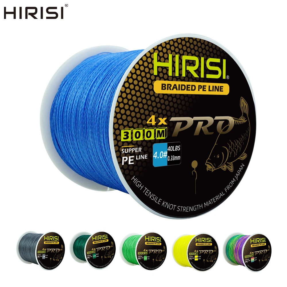 Hirisi Carp Fishing Line 300M Braided PE Line 4 Strands 15-50LB Multifilament Fishing Accessories Fishing Line Smooth