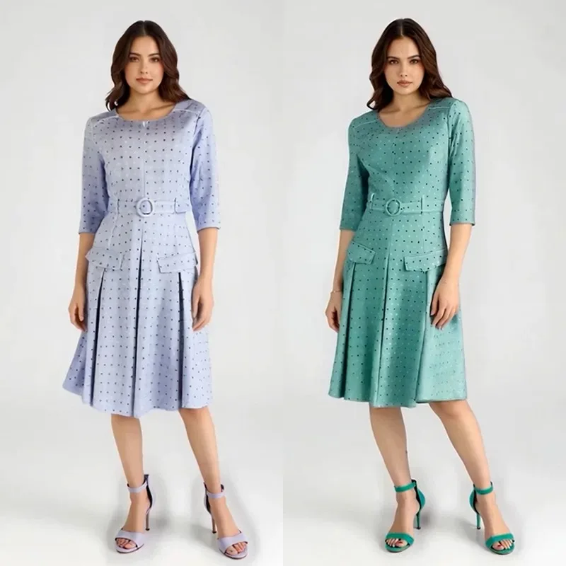 

Summer Dashiki African Dresses for Women Elegant African Half Sleeve O-neck Polyester Party Evening Midi Dress African Clothing
