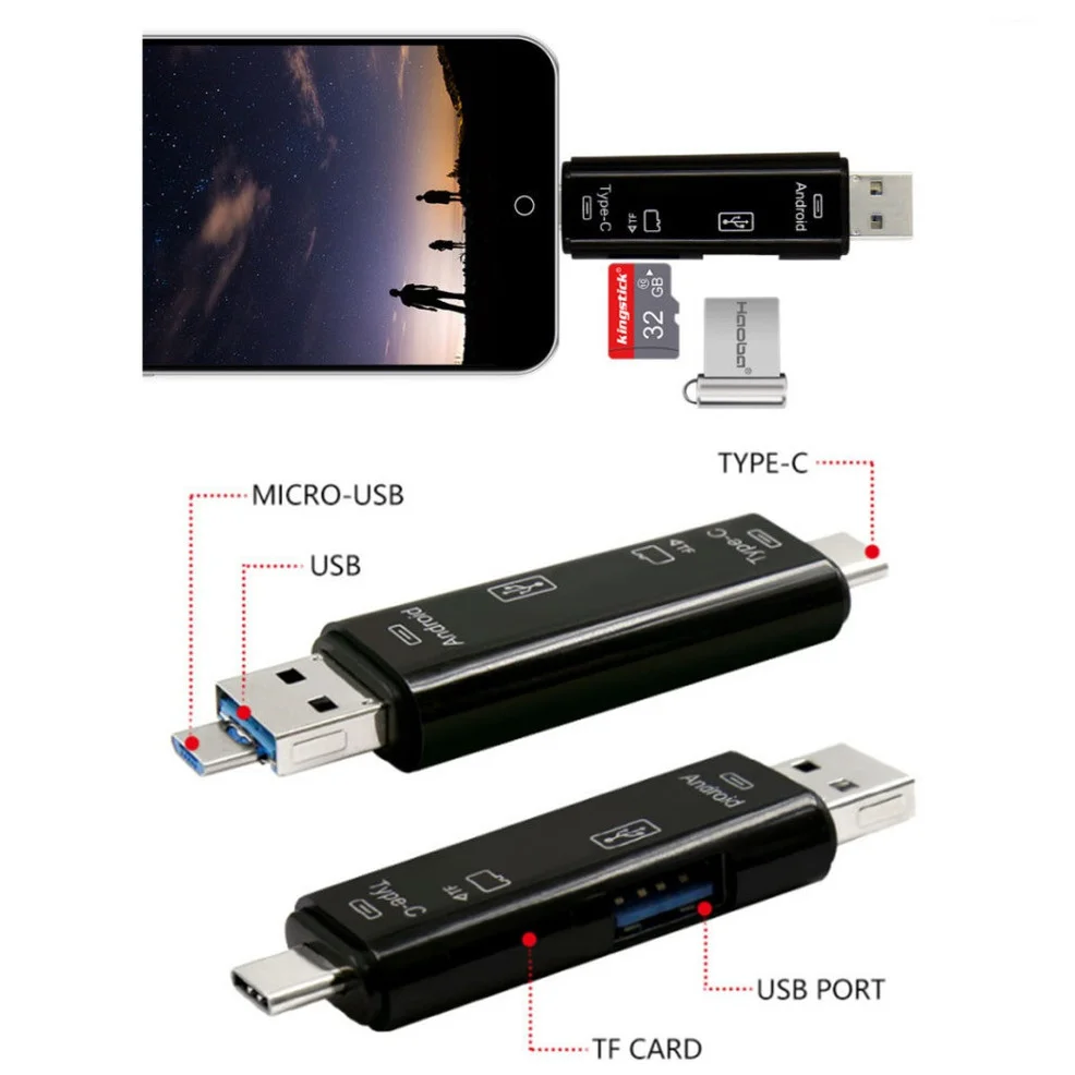 3 w 1 USB 2.0 czytnik kart SD USB C czytnik kart TF/Mirco SD inteligentny czytnik kart pamięci typ C OTG czytnik kart pamięci Flash