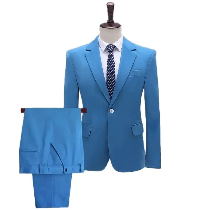 P-80 Classic color solid color suit set new men's groom suit dress plus size suit