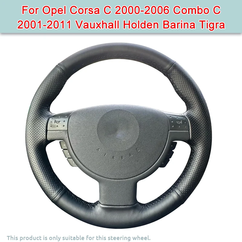 

DIY Car Steering Wheel Cover For Opel Corsa C 2000-2006 Combo C 2001-2011 Vauxhall Holden Barina Tigra Artificial Leather Black