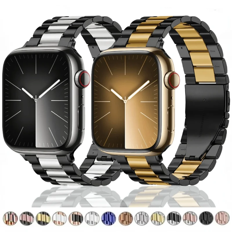 سوار ربط من الستانلس ستيل لساعة ابل ، حزام معدني لساعة ابل 9 ، 8 ، 7 ، 45 مللي متر ، 41 مللي متر ، الترا 2 ، 49 مللي متر ، اي واتش 6 ، 5 ، 4 ، 3 ، SE 2, 44 مللي متر, 42 مللي متر, 40 مللي متر