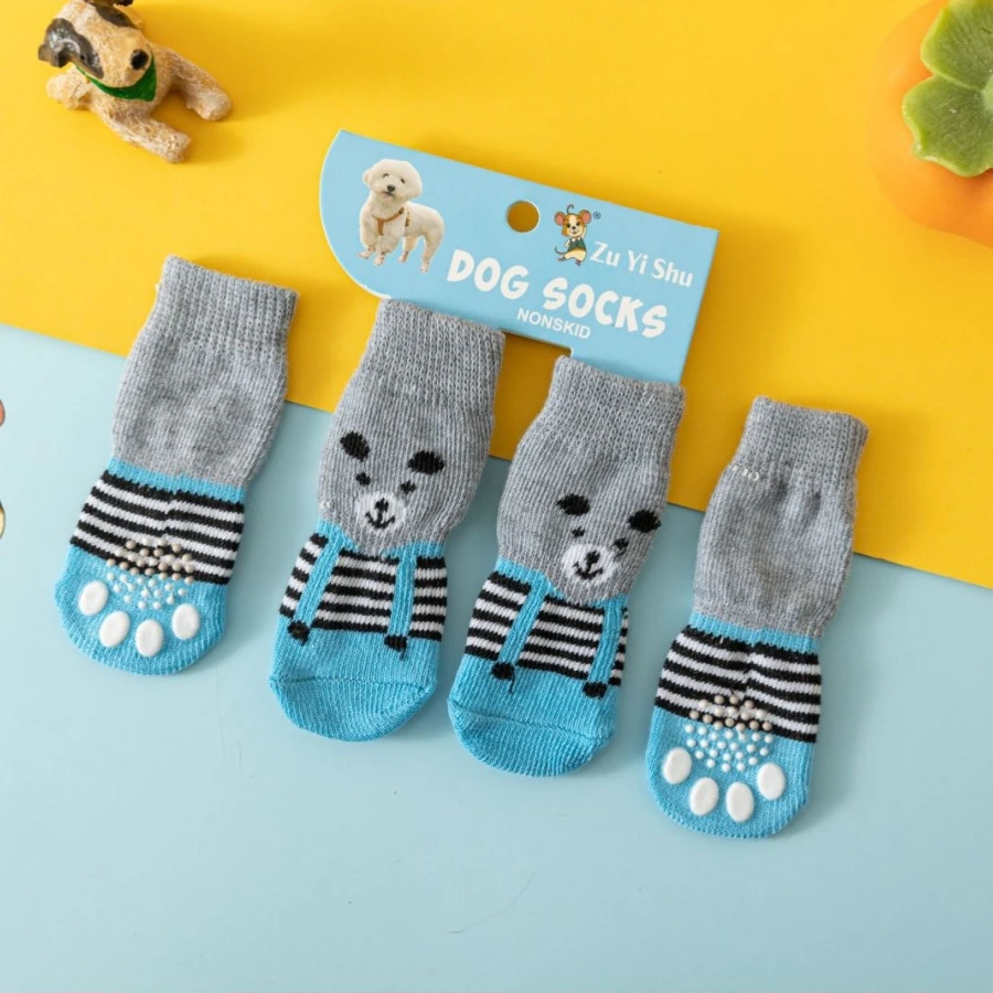 4PCS Warm Pet Cat and Dog Halloween Christmas Socks, Siamese Cat, Persian Cat, Cat and Dog Foot Shoes, Pet Birthday Gifts