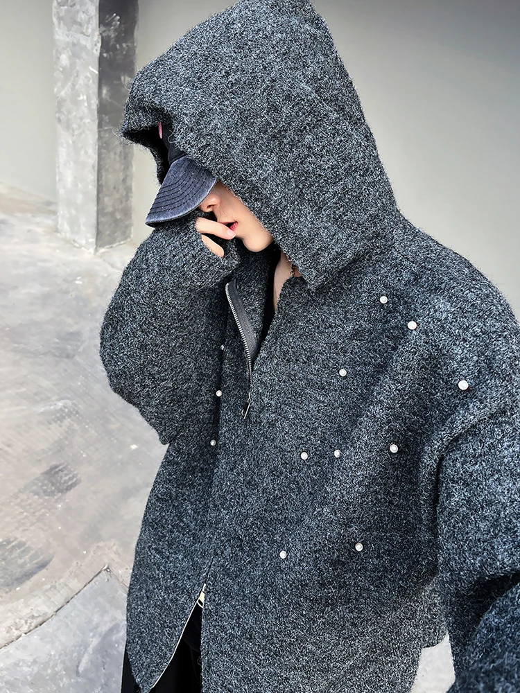 

Американский ретро жемчужный открытый кардиган с двойной молнией, свитер, мужской осенний элитный крутой ленивый вязаный джемпер