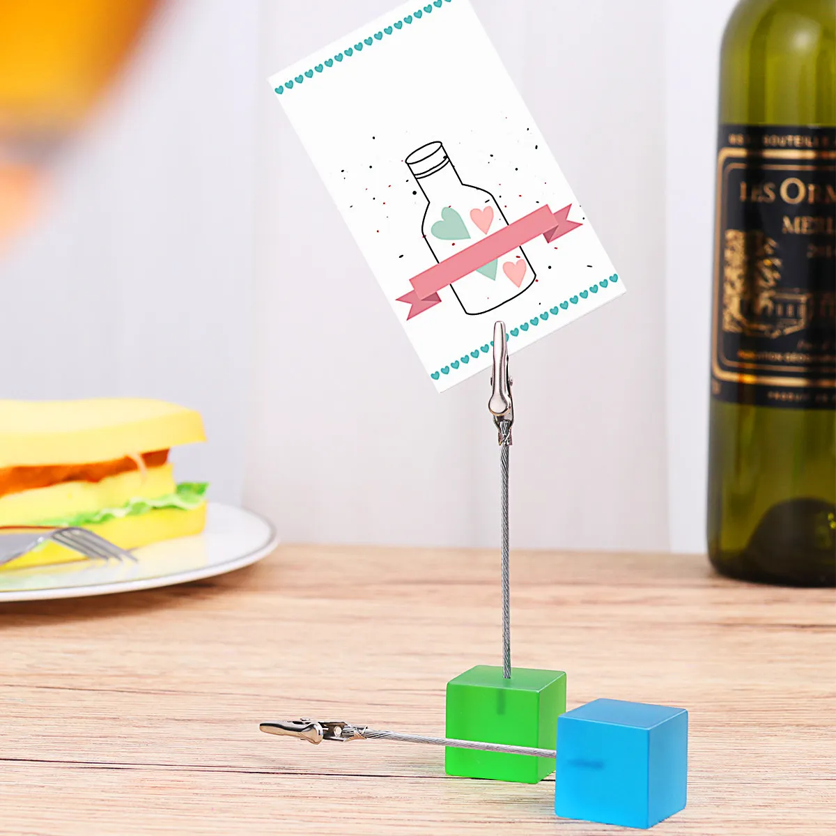 

Набор из 10 гибких держателей для заметок и фотографий на проволочной основе из смолы, настольный органайзер для документов, клипсы для заметок для офиса и дома