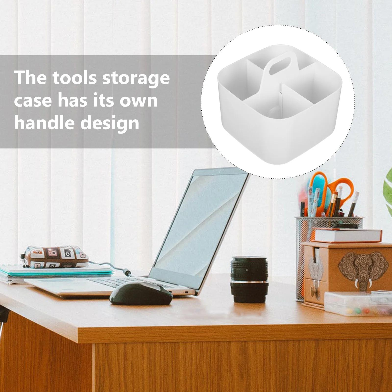 Compartment Storage Organizer Box Handle Stationery Art Supplies Tools Utensils Desktop Home Office Pen Holder