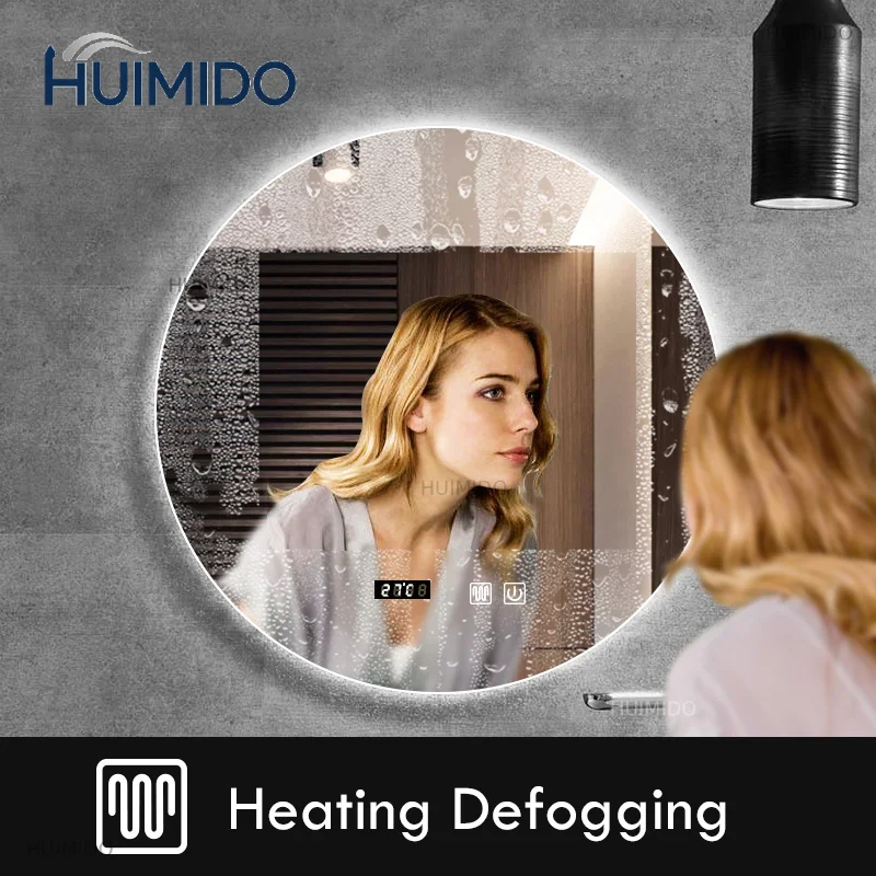 Round Bathroom Mirror Smart Makeup LED Mirror Adjustable BackLight With Bluetooth Speaker For Hotel Bedroom Decoration Mirrorg