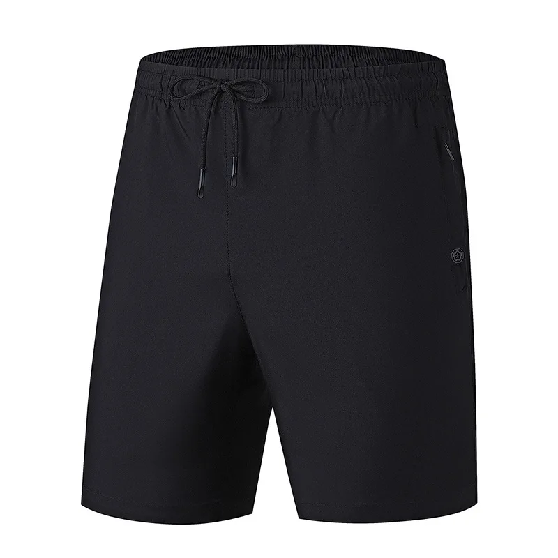 Solid color black ice silk shorts men's summer trend sports leisure sports simple and loose Z009