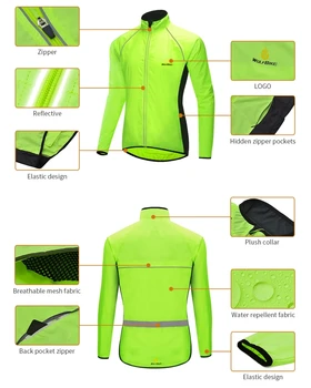 WOSAWE Men Windproof Waterproof Reflective Cycling Jacket MTB Bicycle Long Sleeve Windbreaker Sleeveless Vest Bike Coat Jersey 5